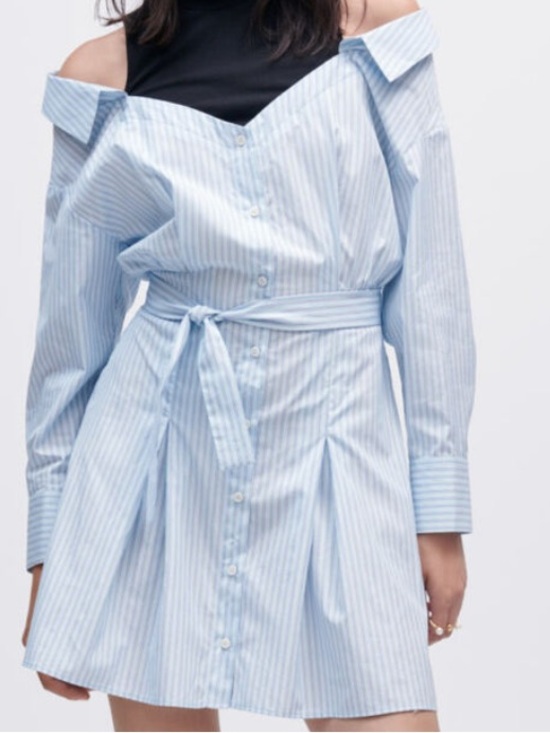Maje Dresses & Skirts - Maje - Striped trompe l'oeil shirt dress NWOT